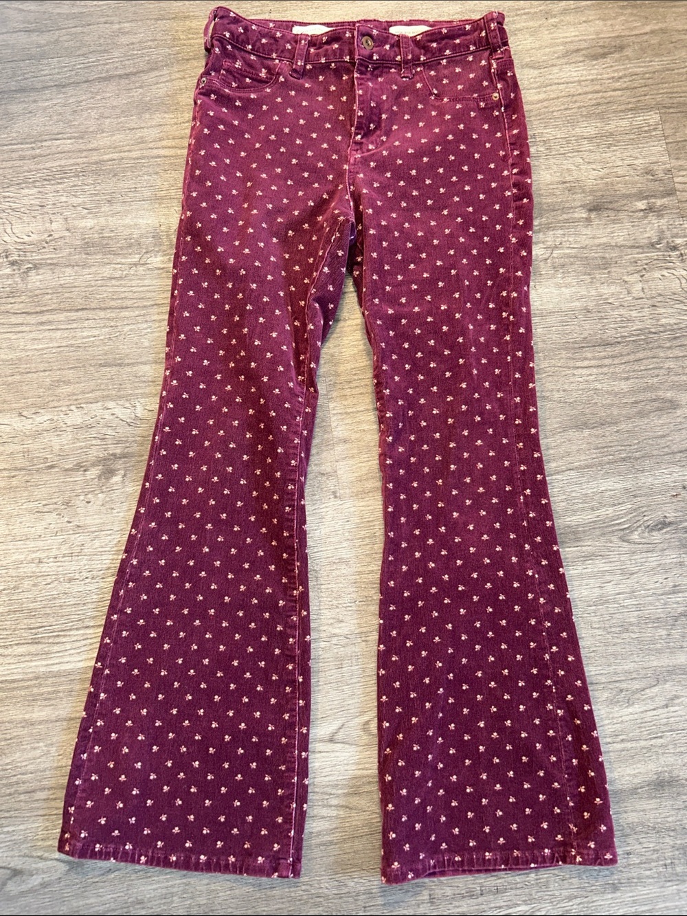 Pilcro and the Letterpress Anthro High Rise Bootcut Corduroy Jeans 28 Floral - Picture 2 of 8